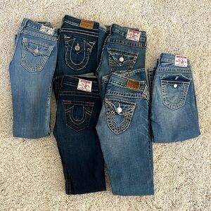 Lot of 6 True Religion Women’s jeans size 25, one pair is size 24